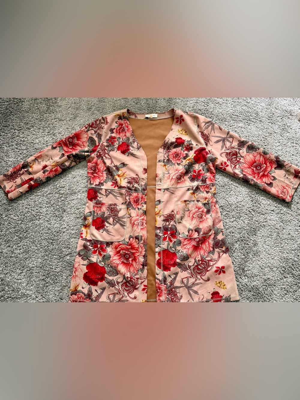 Anthropologie Solitaire Floral Faux Suede Duster Jacket (XL)